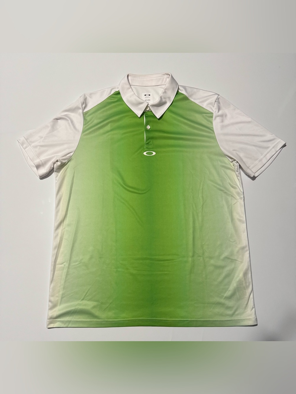 Oakley Men’s White And Green Ombré Regular Fit Golf Polo Size XL